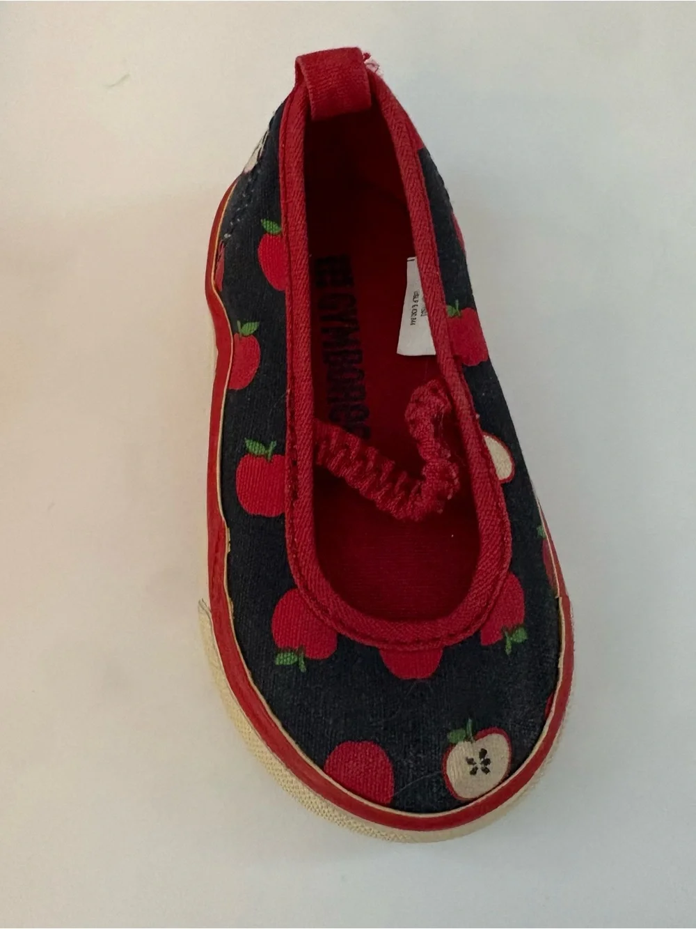 Gymboree prep school navy blue red apple print mary jane style shoes size 4